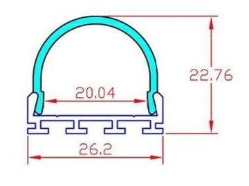 Wasserdichte Verdrängung A2623 der LED-Aluminiumprofile LED für LED streift 2m Länge ab