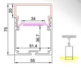Überzogenes angebrachtes LED-Aluminiumprofil mit 1.2m 1.5m Länge, fertiges anodisiert