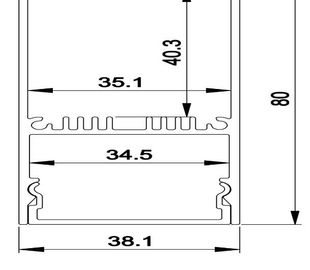 38mm*80mm Anhängeraluminium führte Kanal mit PC bereifter Abdeckung, alu ALP3880 Verdrängung