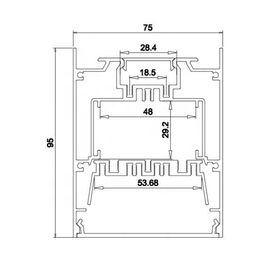 Aluminium-LED Profil 75mm*95mm Anhänger-mit dem PC, der, verschoben auf und ab Aluminium bereift wurde, führte Profil